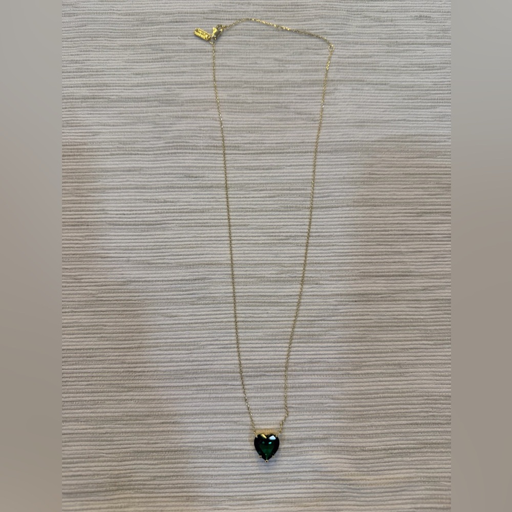 Melinda Maria Allison Heart Necklace Yellow Gold & Emerald - NWOT - Picture 3 of 9
